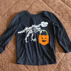 Cat & Jack Navy Long Sleeve Tee with Dinosaur and Pumpkin Design